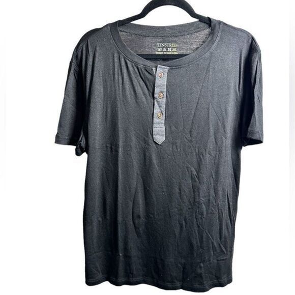 NWOT Men’s Black Short Sleeve Henley Tee Shirt - Size Small - Picture 1 of 6